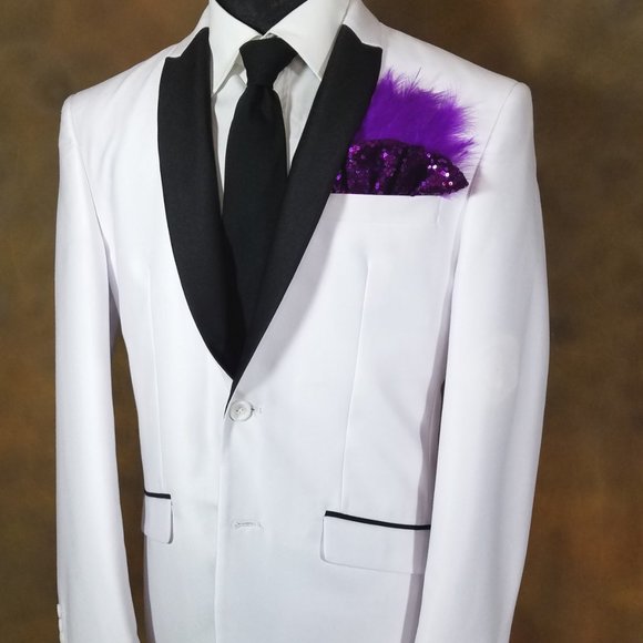 NEW Purple Sequin Ruffle & Feather Pocket Square Insert - Picture 2 of 6